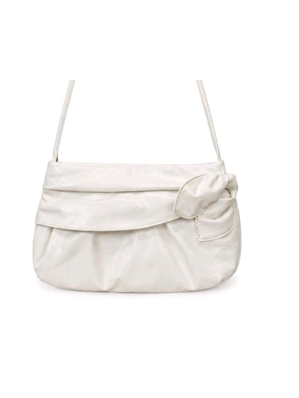 VTG Pacific Connections White Faux Leather Knot Crossbody 80's Purse Minimalist
